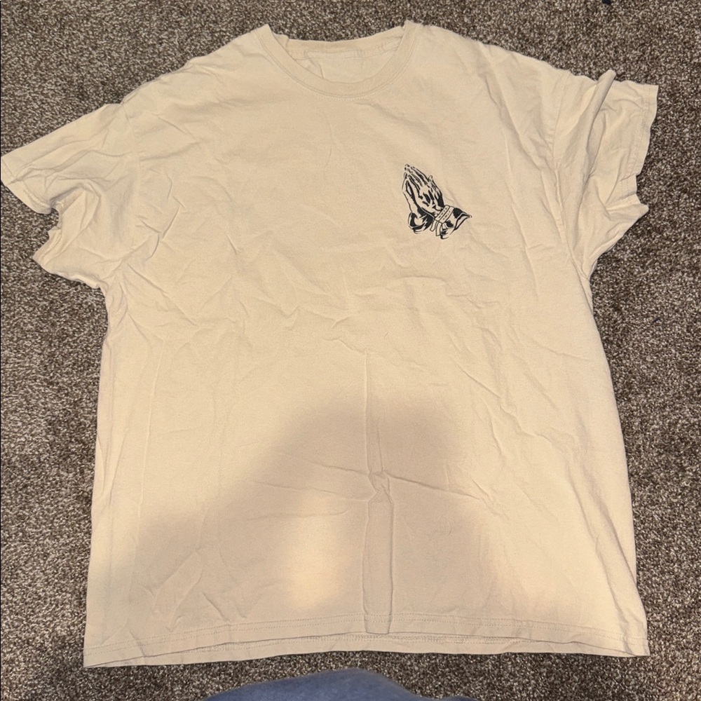 Cream Tee: pray for your enemies. No size; fits like oversized medium or large - Picture 2 of 2